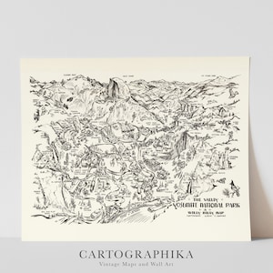 carte vintage de Yosemite, carte picturale de Yosemite, impression de carte vintage, ancienne carte, impression de carte ancienne, carte de Yosemite, cadeau Yosemite, cadeau de nouvelle maison