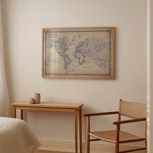 Vintage World Map Poster - Antique Blueprint Style Wall Print image 6