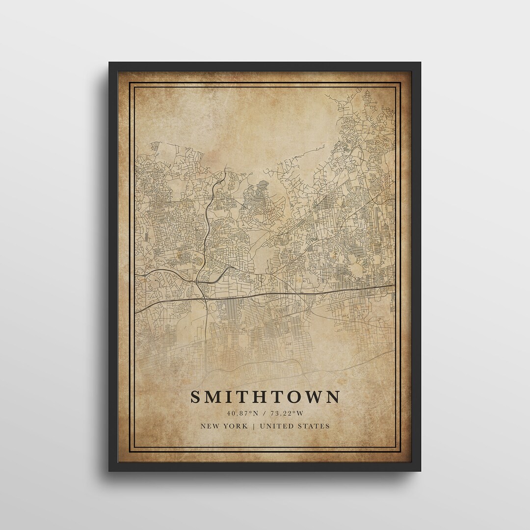 Smithtown Map New York Smithtown Map Print Smithtown Map Etsy