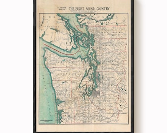Puget Sound Map Print: Vintage 1910 Artwork