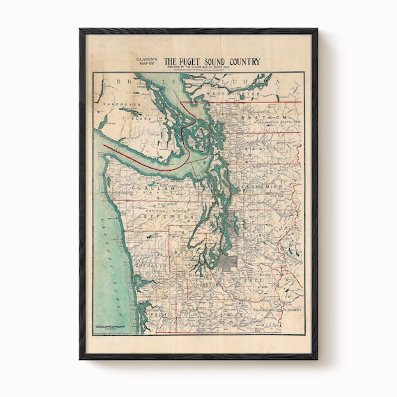 Puget Sound Map Print: Vintage 1910 Artwork