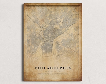 Custom city map, personalized map, aged map, canvas map print, vintage style map, retro map, city vintage map, custom city road map