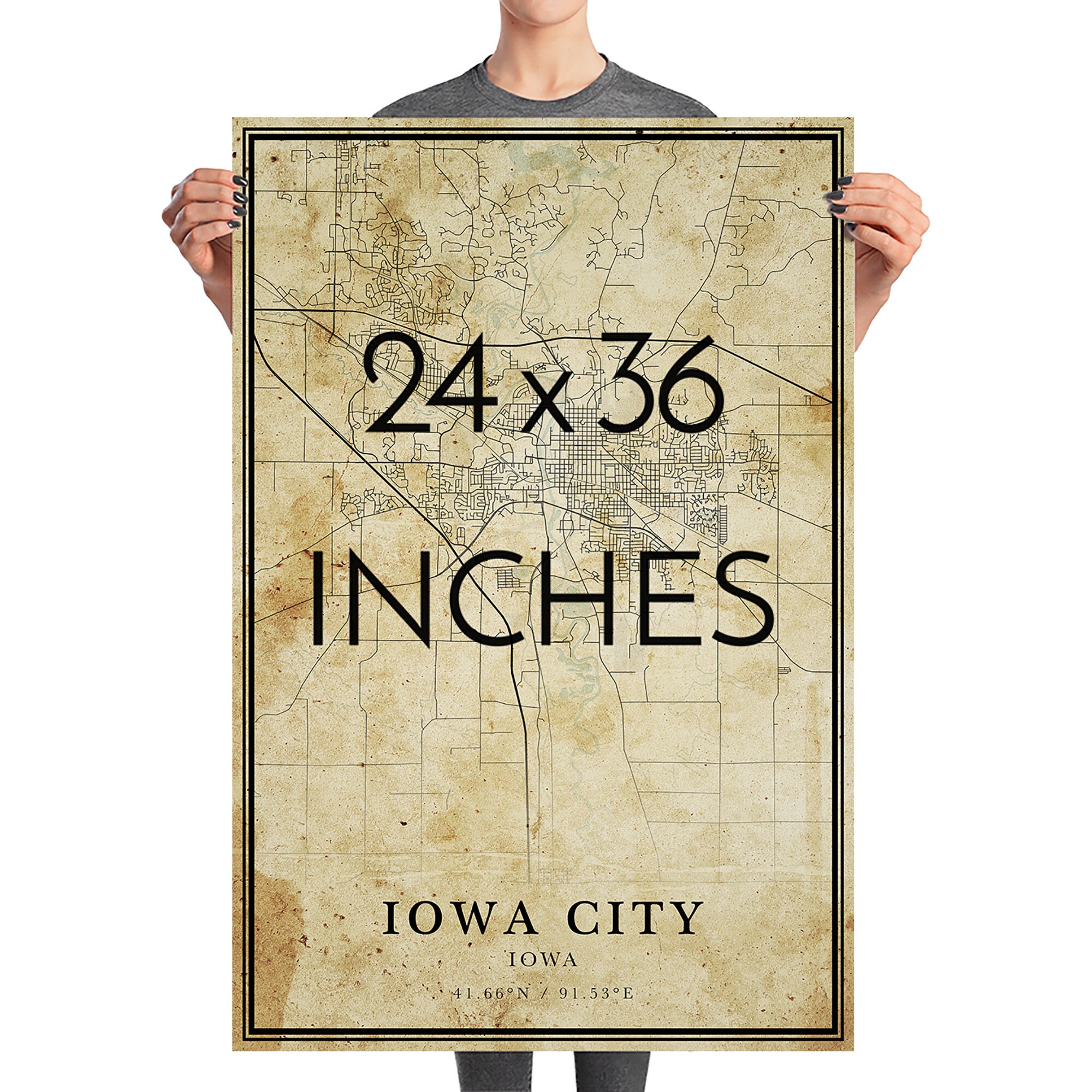 Vintage Iowa City Map Iowa Vintage style Map City Map Iowa Etsy