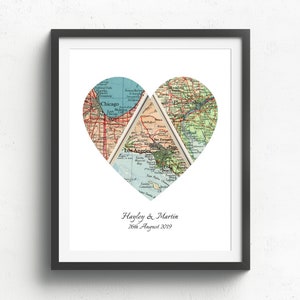 Wedding Gift, Bridal Shower Gift, Engagement Gift, Heart Map Art, Map Heart, Heart Map, Personalised Map Gift, Housewarming Gift, Map Decor image 2