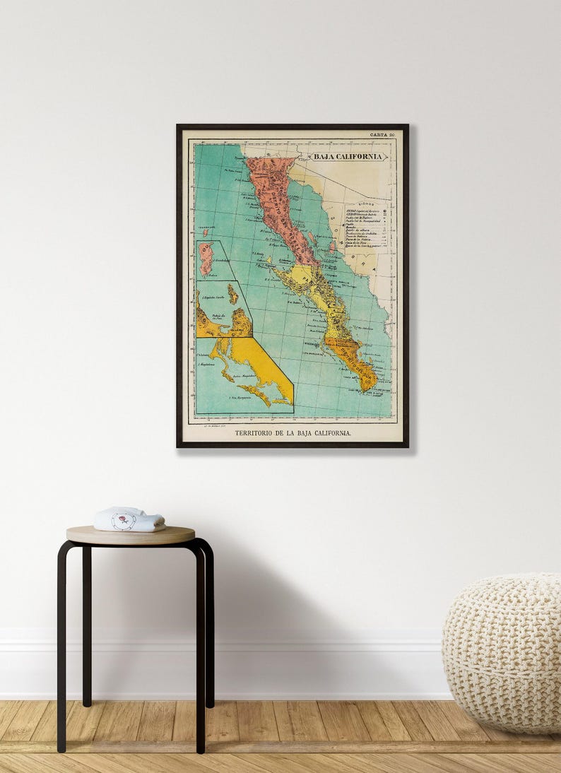 Impression de carte vintage de Basse-Californie - Art de 1899 sur papier mat image 9