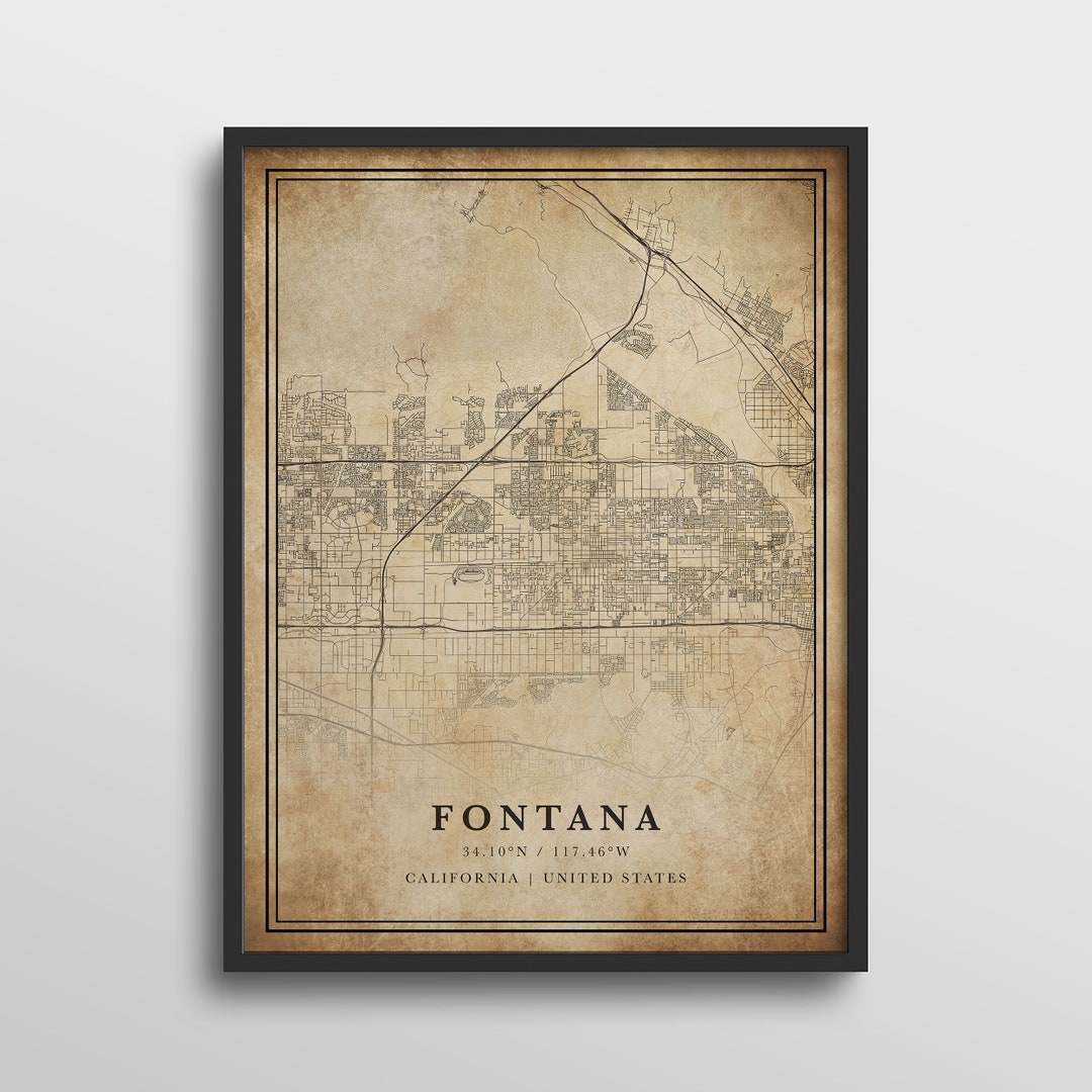 Fontana Map California Fontana Map Print Fontana Map Art - Etsy