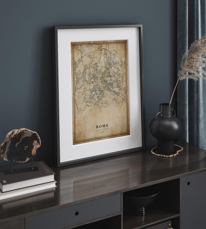 Rome Vintage Map Print: Minimalist City Art on Canvas or Paper image 6