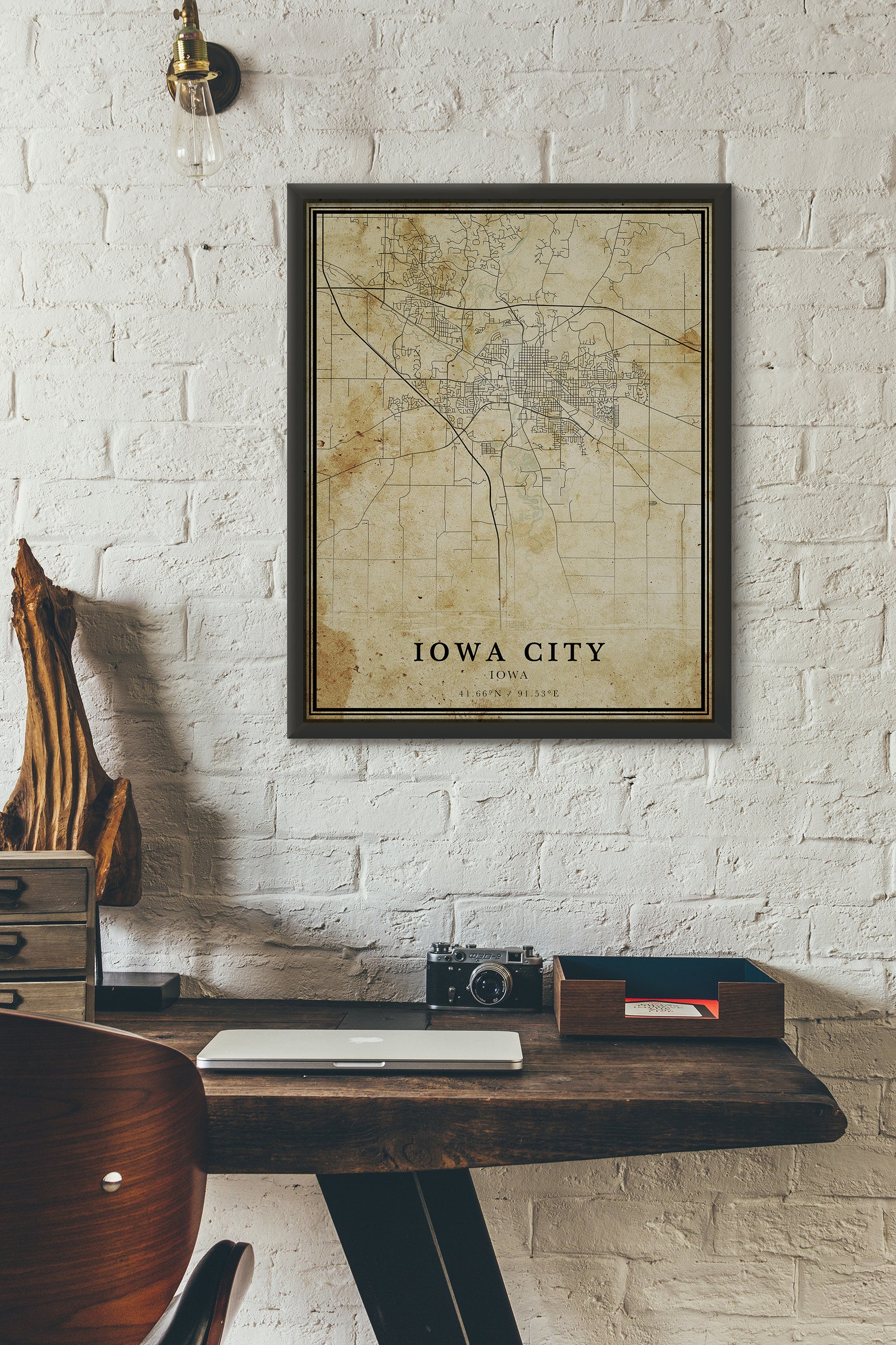 Vintage Iowa City Map Iowa Vintage style Map City Map Iowa Etsy