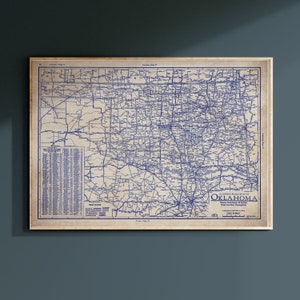Mapa de Oklahoma, mapa vintage de Oklahoma, mapa de planta, pôster de mapa, mapa vintage, amante da história, mapa antigo, mapa histórico de Oklahoma, presente de mapa de Oklahoma
