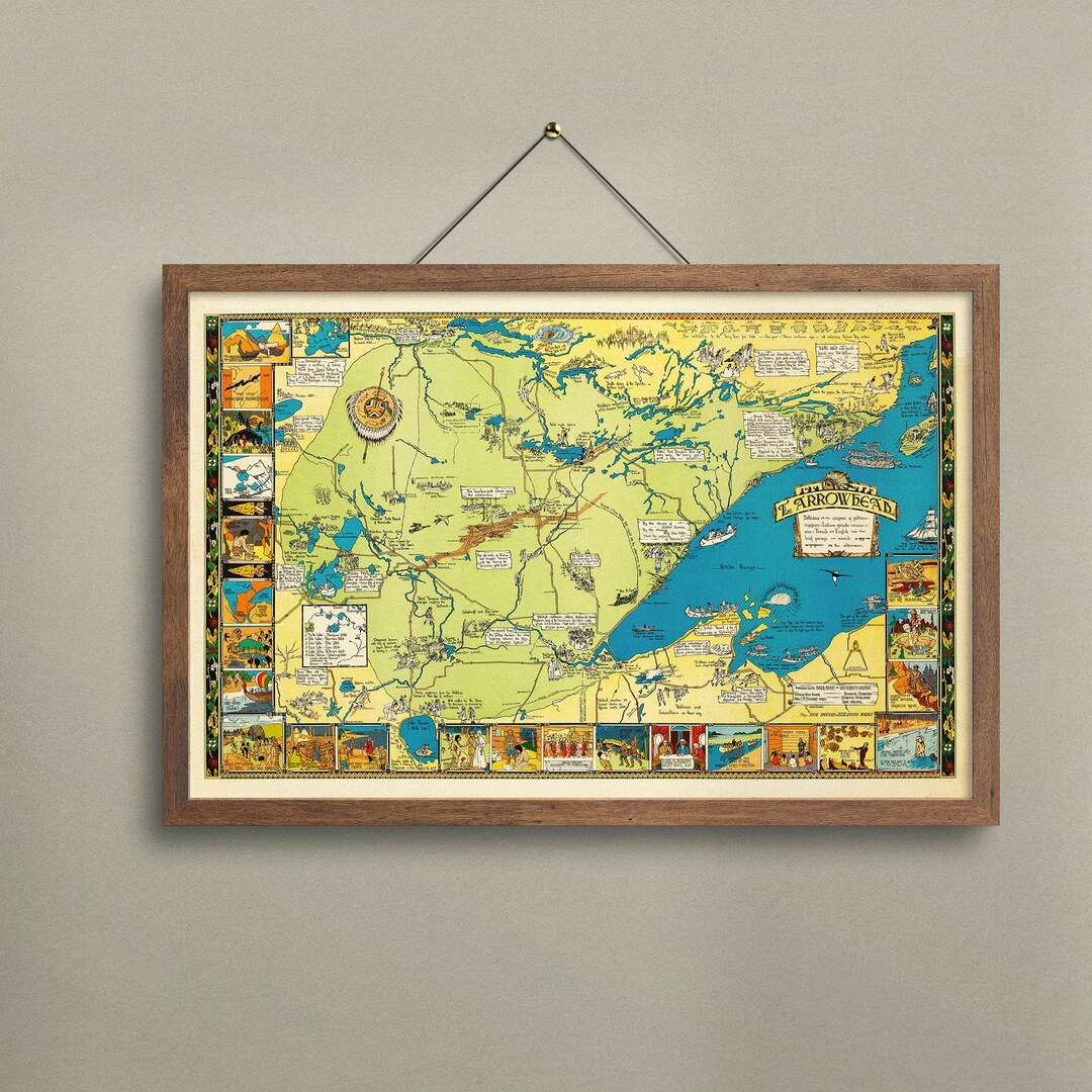 Vintage Pictorial Map of the Arrowhead, Old Map the Arrowhead Minnesota