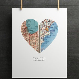 Heart Map Art, Map Heart, Heart Map Print, Personalized Map Framed, Personalized Map Gift, New Home Map Gift, Wood Framed, City Map image 6