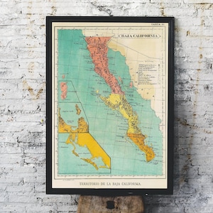 Impression de carte vintage de Basse-Californie - Art de 1899 sur papier mat image 8