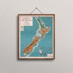 Vintage New Zealand Map Print - 1951 Retro Wall Art image 2