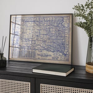 South Dakota Vintage Map Print (1930s Blueprint, Fine Art Paper) image 5
