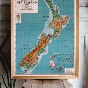 Vintage New Zealand Map Print - 1951 Retro Wall Art image 7