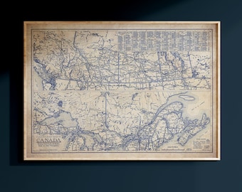 Canada map, Vintage Canada map, old blueprint map, map poster, vintage map, history lover, old map, Canada historic map, Canada history