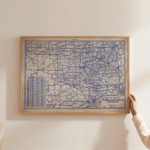 Oklahoma Map Poster: Vintage 1930s Blueprint - Historic Roads Detail image 4