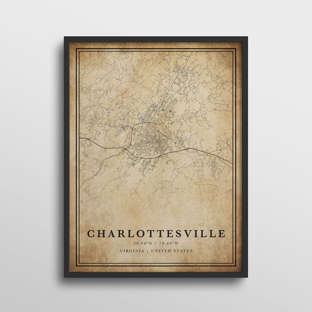 Charlottesville Map Virginia Charlottesville Map Print Etsy