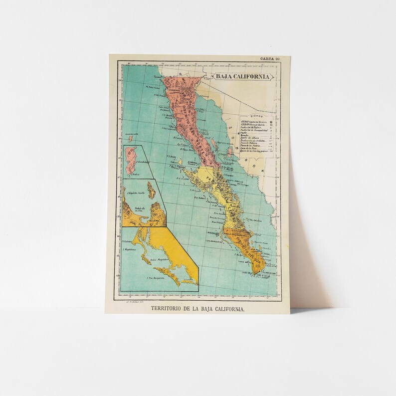 Impression de carte vintage de Basse-Californie - Art de 1899 sur papier mat image 11