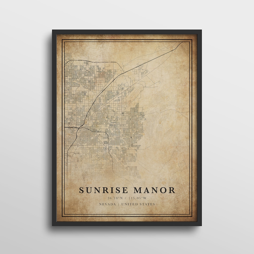 Sunrise Manor Map Nevada Sunrise Manor Map Print Sunrise Etsy