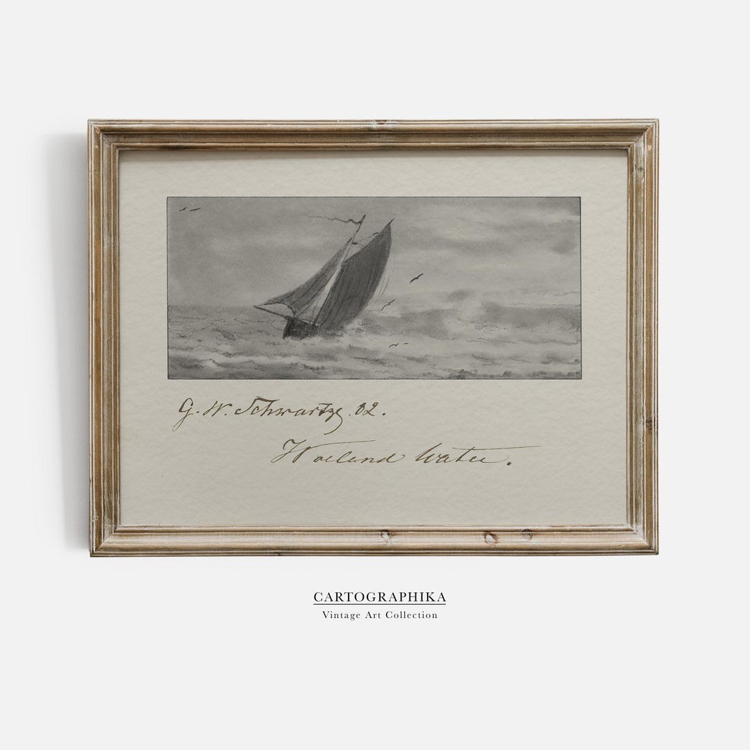 Antique Sailing Ship Print, 19th Century – Vintage Nautical Wall Art ...