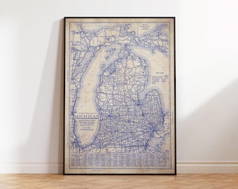 Michigan Map Poster: Vintage 1930s Blueprint - Historic Wall Art