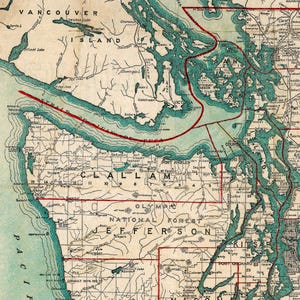 ピュージェット湾地図プリント：1910年頃のヴィンテージアート作品 画像 9
