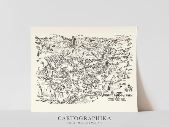 Yosemite National Park Map: Vintage Style Art Print (Multiple Sizes)