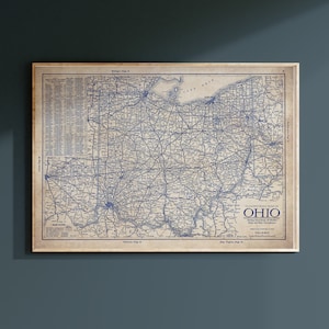 Mapa de Ohio, mapa vintage de Ohio, mapa de planta baixa antigo, pôster de mapa, mapa vintage, amante da história, mapa antigo, mapa histórico de Ohio, presente de mapa de Ohio, estado natal