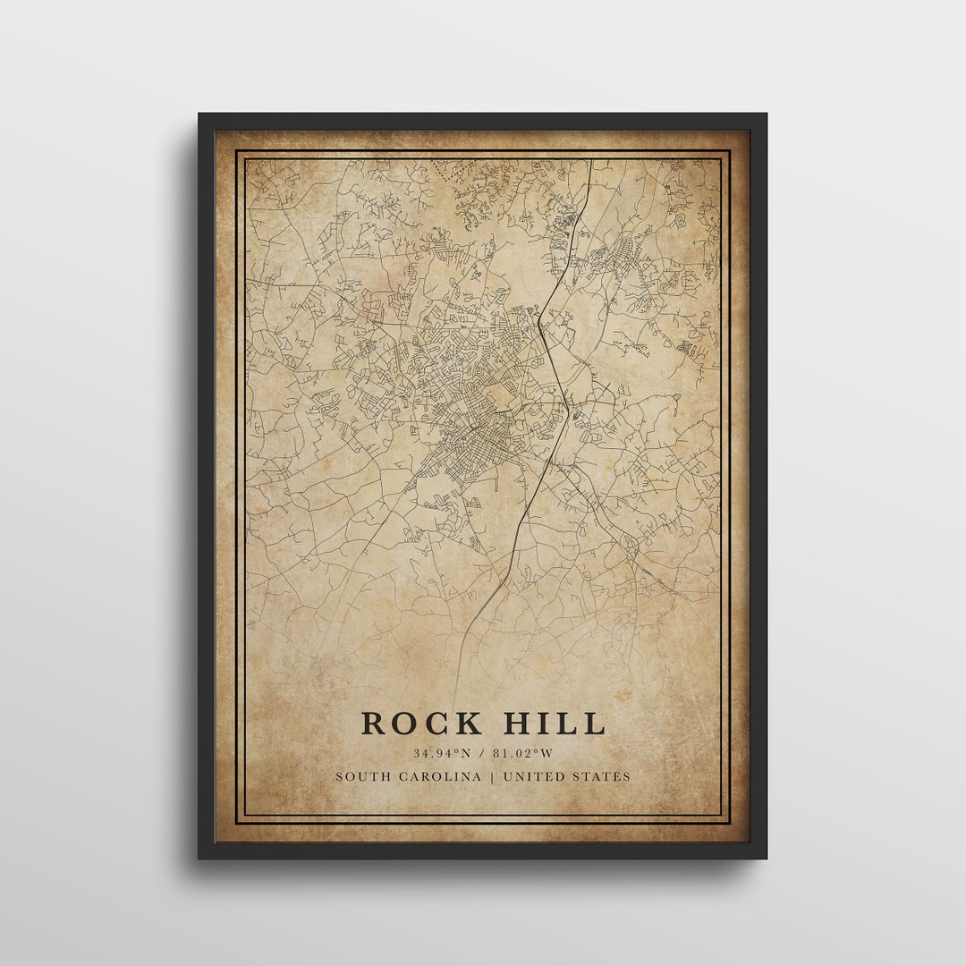 Rock Hill Map South Carolina Rock Hill Map Print Rock Hill - Etsy