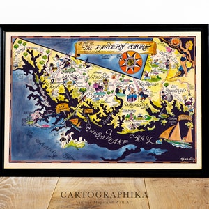 Ostküste, Maryland, Vintage Druck, alte Karte Geschenk, Chesapeake Bay, Baltimore, Annapolis, Historisches Liebhaber Geschenk, Chesapeake Bay Kunstdruck