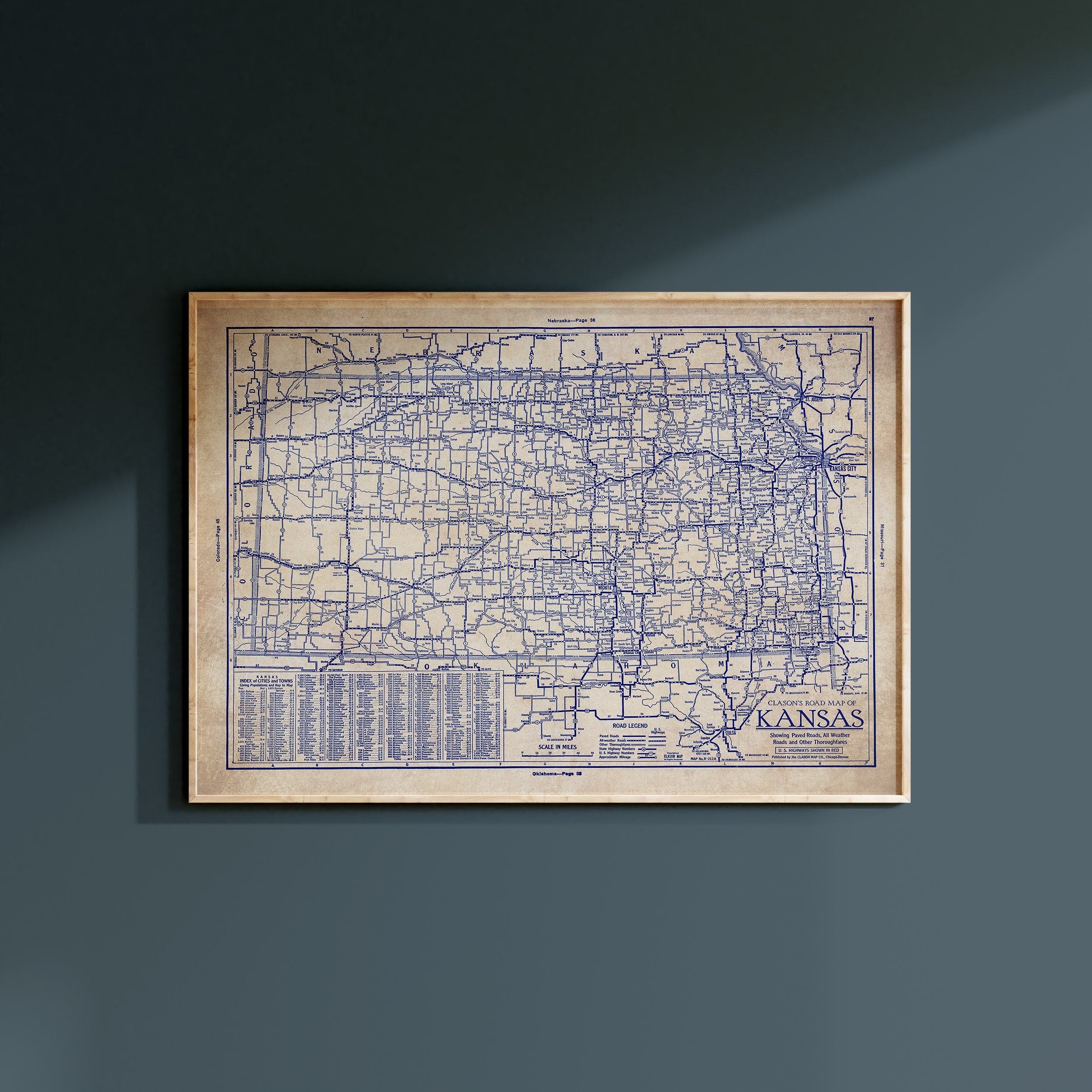 Kansas map, Vintage Kansas map, old Kansas map, Kansas blueprint map, map poster, vintage map, map print, history lover, old map