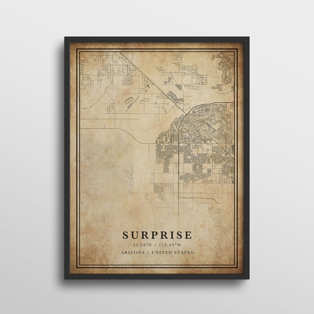 Surprise Map Arizona Surprise Map Print Surprise Map Art - Etsy