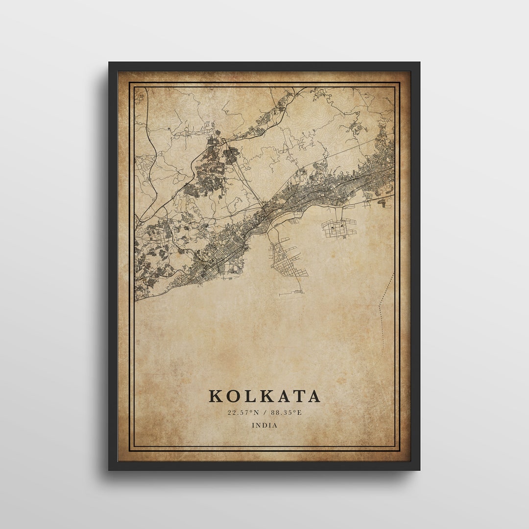 Kolkata Map India Kolkata Map Print Kolkata Map Art Etsy
