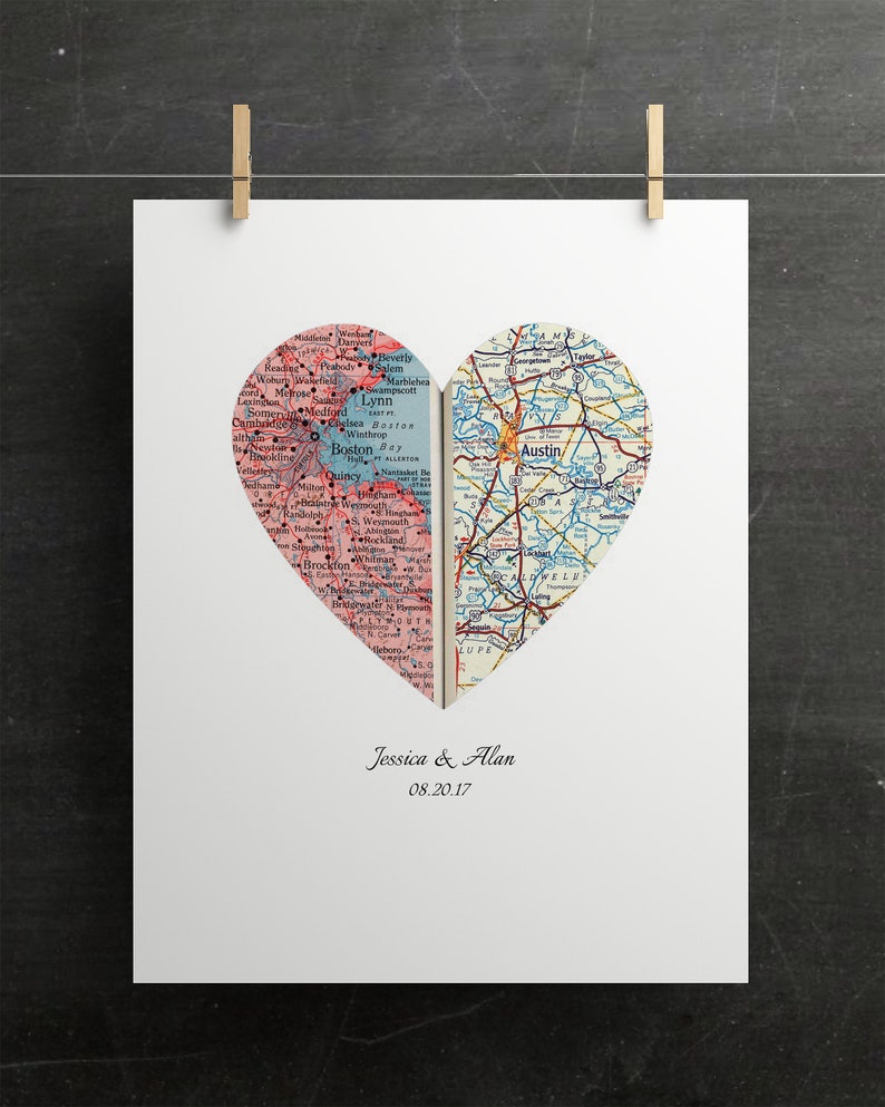 Heart Map Art, Map Heart, Heart Map Print, Personalized Map Framed, Personalized Map Gift, New Home Map Gift, Wood Framed, City Map image 7