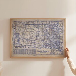 South Dakota Vintage Map Print (1930s Blueprint, Fine Art Paper) image 4