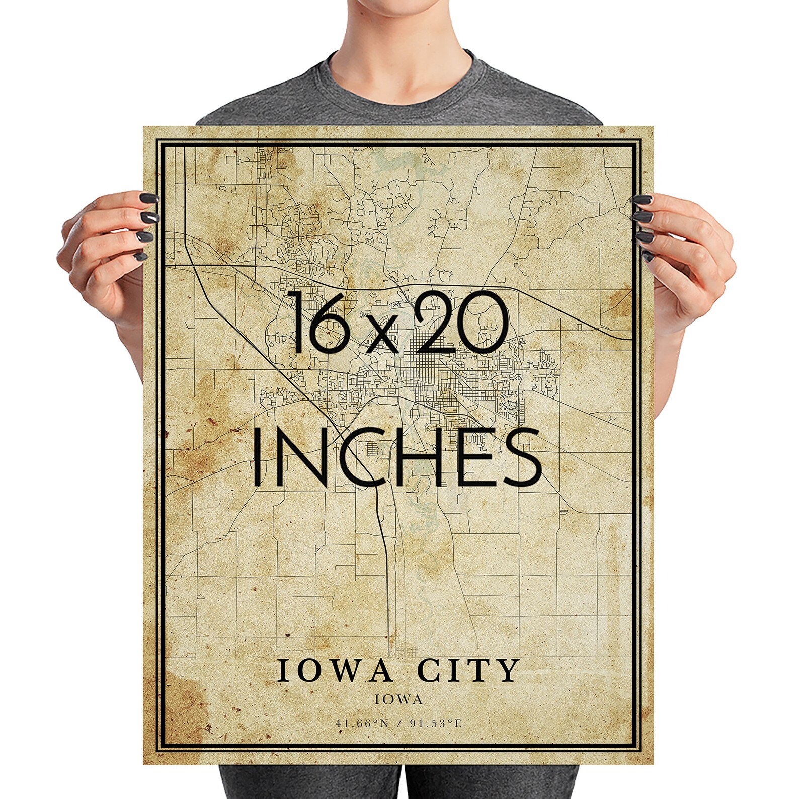 Vintage Iowa City Map Iowa Vintage style Map City Map Iowa | Etsy