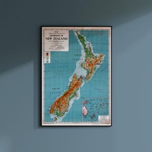 Vintage New Zealand Map Print - 1951 Retro Wall Art image 12