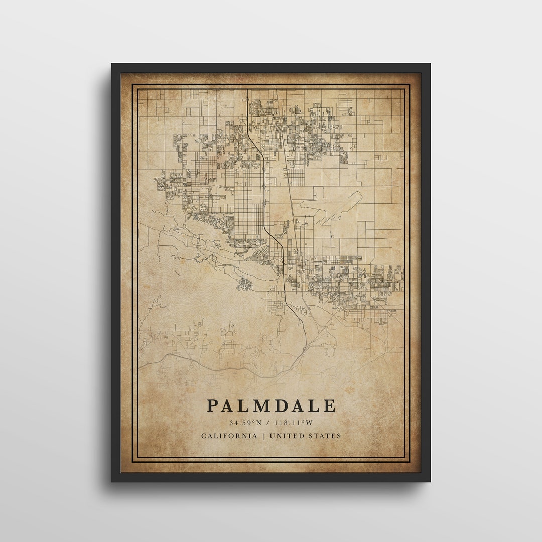 Palmdale Map California Palmdale Map Print Palmdale Map Etsy