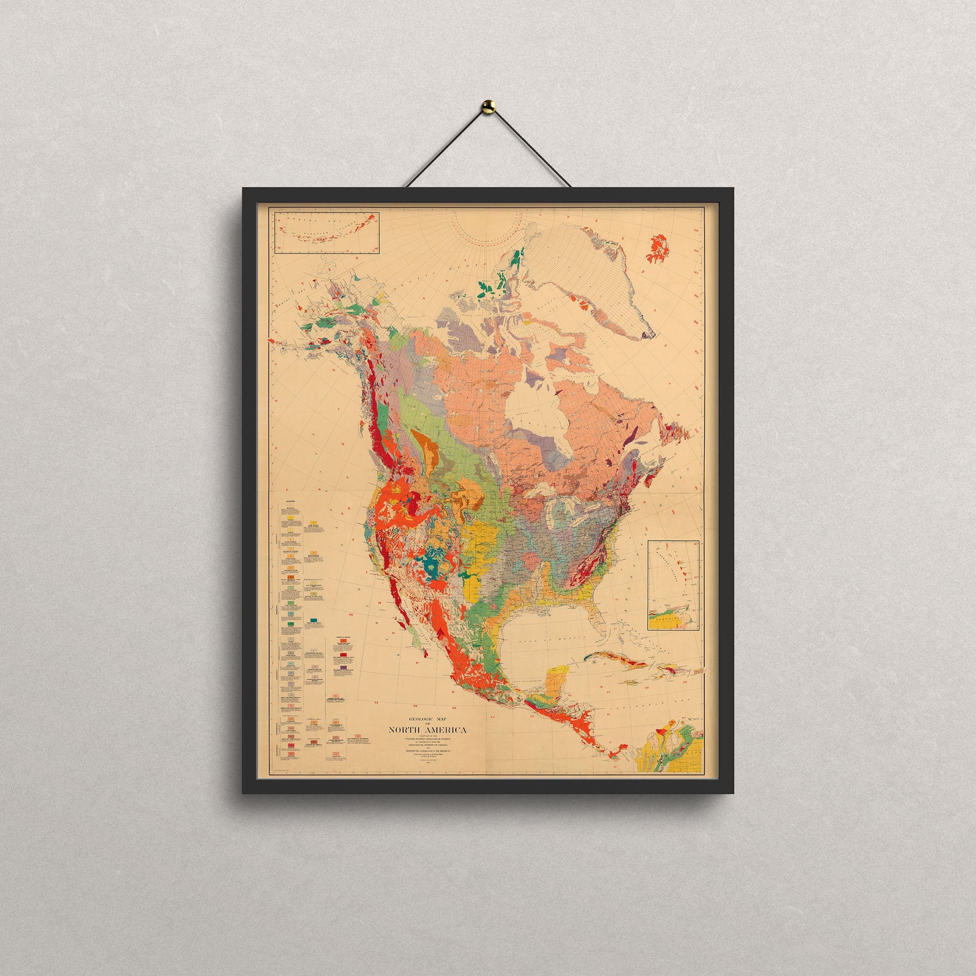 Vintage Geologic Map Geologic Map of North America Old - Etsy UK