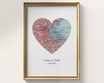 Heart-Shaped Vintage Map Print - Custom Digital Download