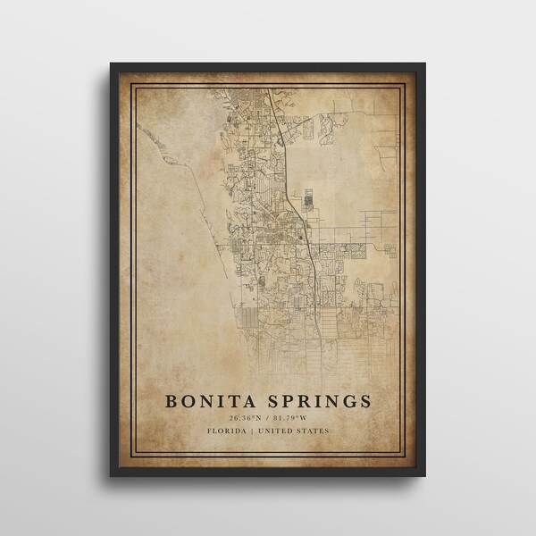 Map of Bonita Springs Florida Etsy