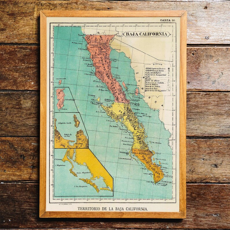 Impression de carte vintage de Basse-Californie - Art de 1899 sur papier mat image 7