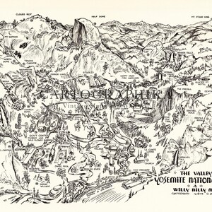 Yosemite National Park Map: Vintage Style Art Print (Multiple Sizes) image 2
