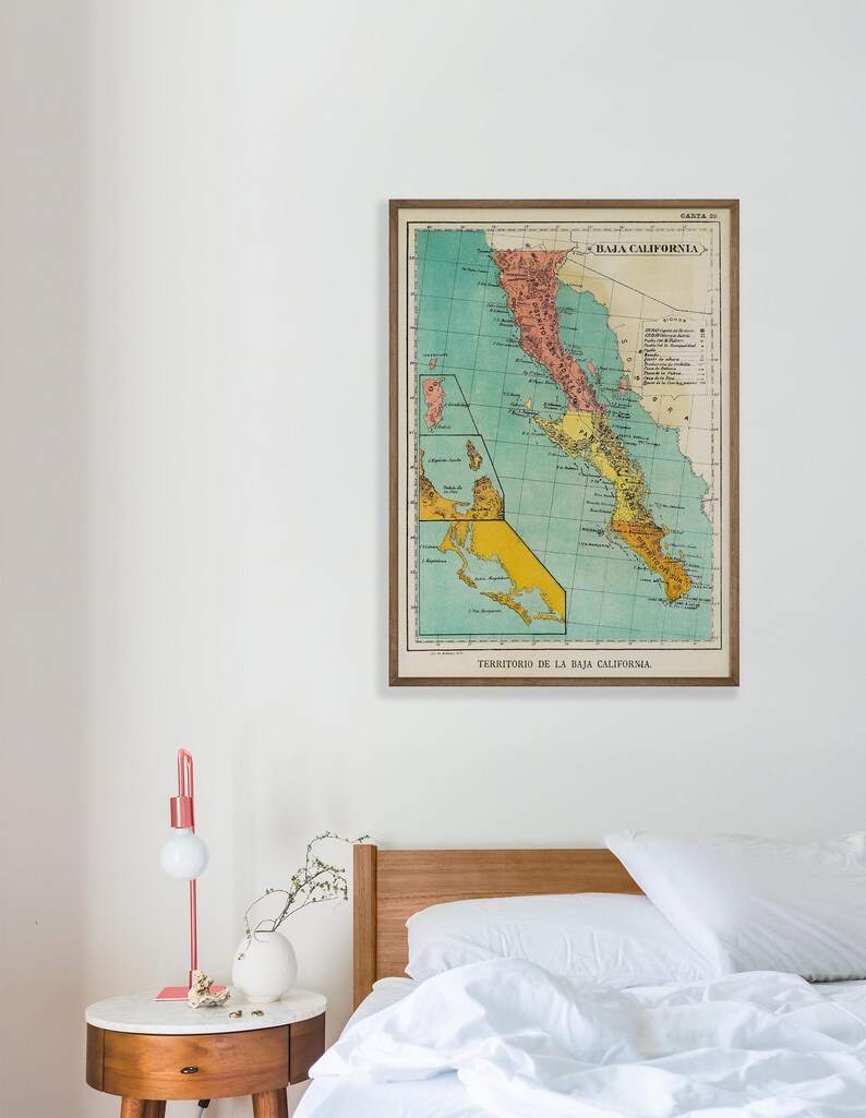 Impression de carte vintage de Basse-Californie - Art de 1899 sur papier mat image 10