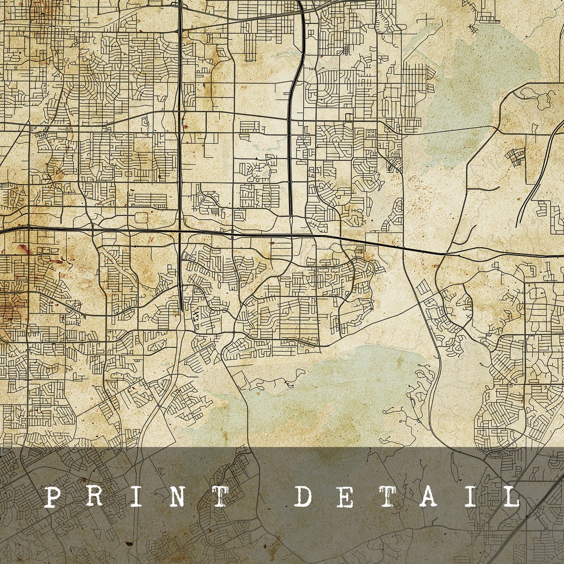 Vintage Grand Prairie Map Texas Vintage style Map City Map Etsy