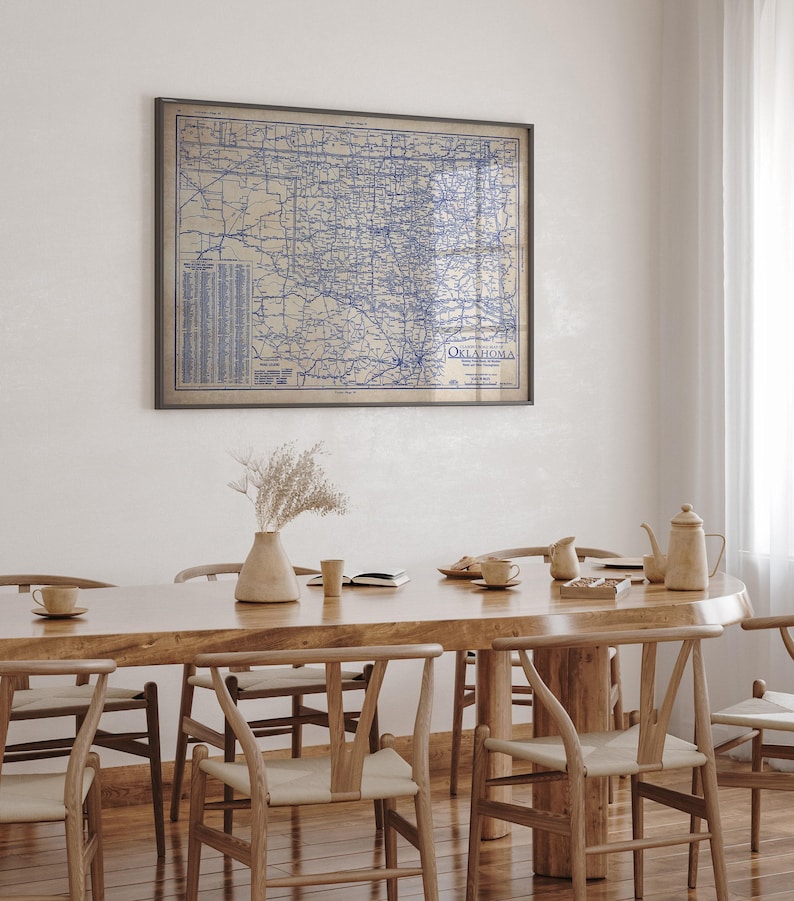 Oklahoma Map Poster: Vintage 1930s Blueprint - Historic Roads Detail image 8
