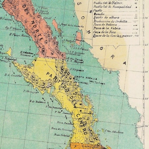 Impression de carte vintage de Basse-Californie - Art de 1899 sur papier mat image 5