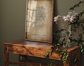 San Francisco Map Art: Vintage Style Prints (Canvas or Paper)