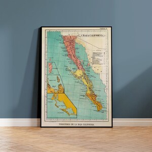Impression de carte vintage de Basse-Californie - Art de 1899 sur papier mat image 12